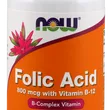 Kwas foliowy+witamina B12-800mcg-Now Foods