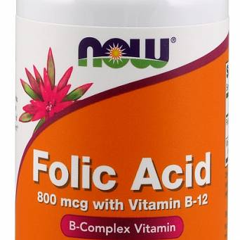 Folic Acid  z  Witamina B12, 800mcg - 250 tabs NOW Foods