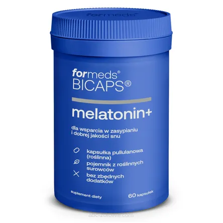 Opakowanie zawiera Melatonina+ Bicaps Formeds 60 kapsułek