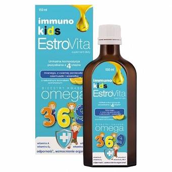 EstroVita Immuno Kids, omega 3 dla dzieci od 3 lat, smak cytrynowy, 150 ml