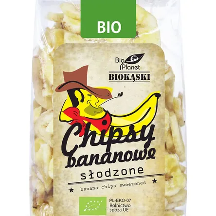 BIO PLANET Chipsy bananowe słodzone BIO 150g