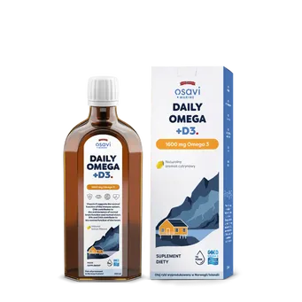 Daily Omega 3 + D3, 1600 mg , smak cytrynowy Osavi-250-ml