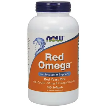 Red Omega - Czerwony Ryż Drożdżowy + Omega 3 + Koenzym Q10 180 kaps.NOW Foods