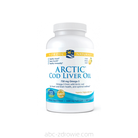 Arctic Cod Liver Oil, 750mg Cytrynowy - 180 kaps. Nordic Naturals