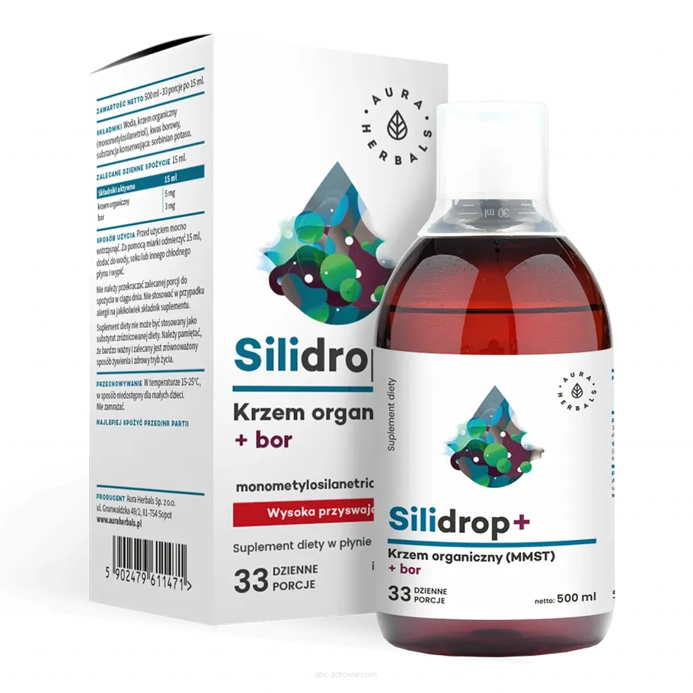 Krzem Organiczny MMST + Bor - Silidrop- Płyn 500ml-Aura Herbals