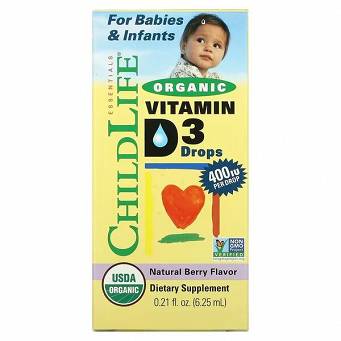Organic Witamina D3 Drops, Natural Berry - 6 ml. Child Life