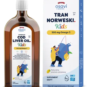 Tran Norweski Kids, 500mg Omega 3 (Cytryna) - 500 ml.