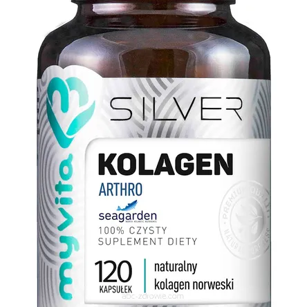 Opakowanie Kolagenu Arthro 100% od Myvita Silver, 120 kapsułek, na abc-zdrowie.com. Wspieraj swoje stawy i kości naturalnie.