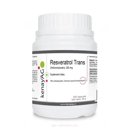 Opakowanie zawiera Resveratrol Zmikronizowany Trans  100 mg Kenay 300 kaps