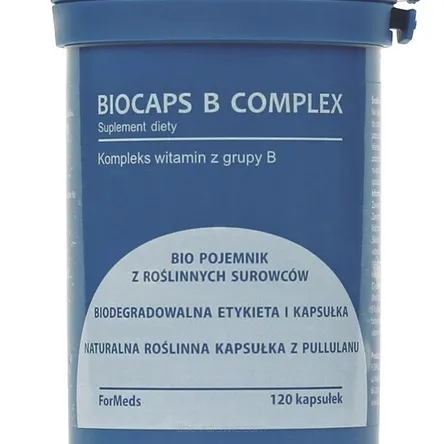 Opakowanie zawiera Witaminę B Complex, Bicaps firmy Formeds w ilości 120 kapsułek
