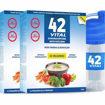 42 Vital -dieta niskokaloryczna, pakiet 2op, 1kg + shaker gratis	