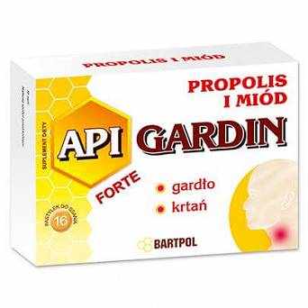 API GARDIN  Forte propolisowe pastylki na ból gardła 16 tab Bartpol