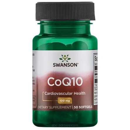 Opakowanie zawiera Koenzym Q10 100 mg  Swanson 50 kaps.