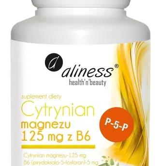 Cytrynian Magnezu 125 mg z B6 (P-5-P) Aliness ,100 kaps