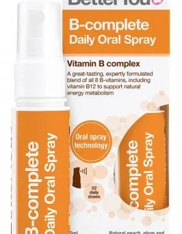 B-complete Daily Oral Spray, smaki brzoskwini, śliwki i maliny - 25 ml. BetterYou