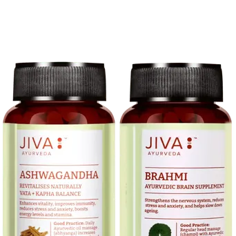 Ashwagandha i Brahmi-zestaw -Złoty duet –Jiva Ajurweda 2 x 120 kaps