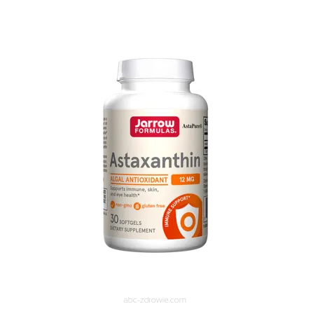 Opakowanie Astaksantyny 12mg Jarrow Formulas, zawierające 60 kapsułek, na abc-zdrowie.com. Naturalna ochrona antyoksydacyjna dla Twojego zdrowia.