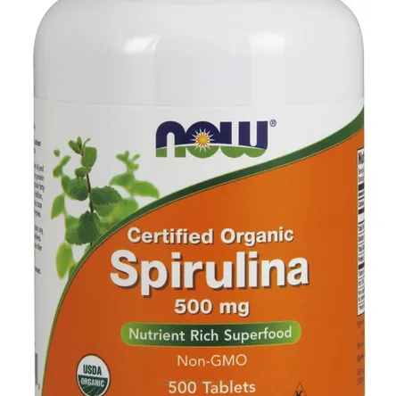 Spirulina Organiczna, 500mg - 500 tabletek - NOW Foods 