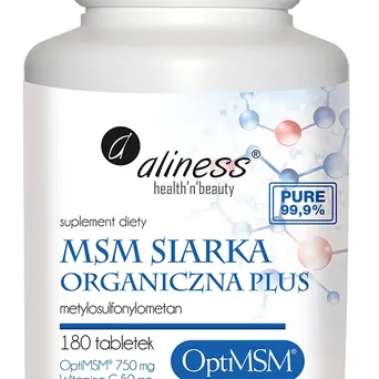 Msm-OptiMSM- siarka Organiczna PLUS-Aliness - 180 tabletek