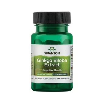 Ginkgo Biloba Extract - standaryzowany Miłorząb japoński 60 mg 30 kaps. Swanson