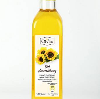 Olej słonecznikowy- zimno tłoczony-OLVITA- 500m