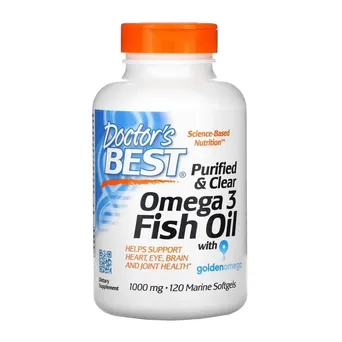 Omega 3 Fish Oil, 1000mg Doctor's Best 120 marine kaps.