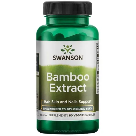 Opakowanie zawiera Bamboo Extrakt - Ekstrakt z Bambusa 300 mg - 70% krzemu  Swanson 60 kaps.