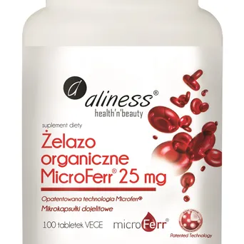 Żelazo organiczne- MicroFerr-Aliness- 25 mg x 100 tabletek VEGE