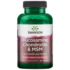 Glukozamina, Chondroityna & MSM Swanson-120 tabletek